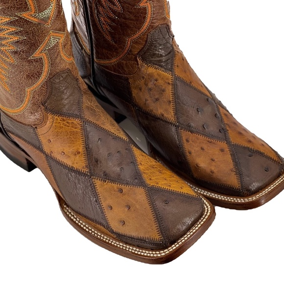 Men’s Genuine Ostrich Patchwork – Square Toe - Picture 2 of 5